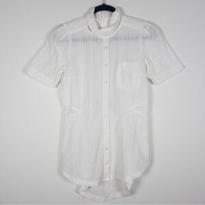 Byron Lars White Cotton Short Sleeve Button Down Shirt
